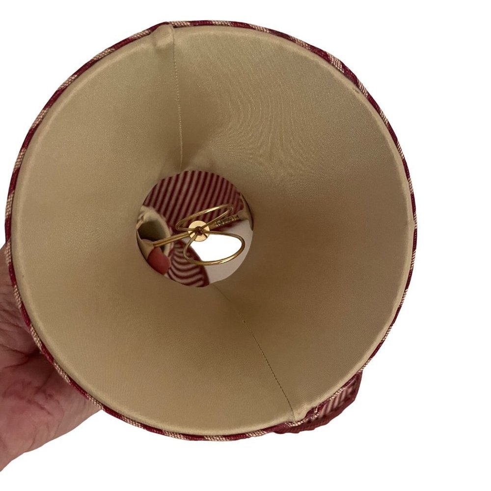 6″ Burgundy Antique Gold Striped Chandelier Lamp Shade 6 Total Vintage style - Picture 6 of 12